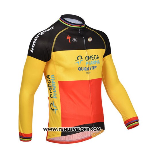 2013 Maillot Ciclismo Omega Pharma Quick Step Champion Belgique Manches Longues et Cuissard